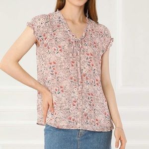 Pink floral blouse, size small